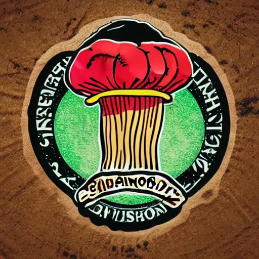 Image similar to spencers shroomery logo. mushroom theme, transcendent style, by aaron draplin