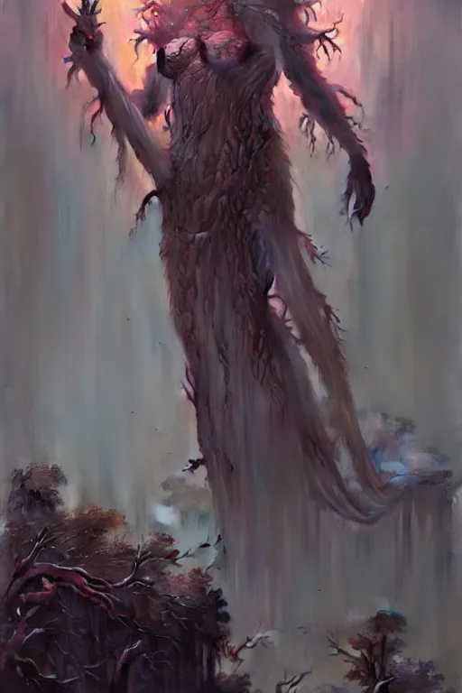 Image similar to Goddess of the forest, trending on Artstation, Greg Rutkowski, Wayne Barlowe