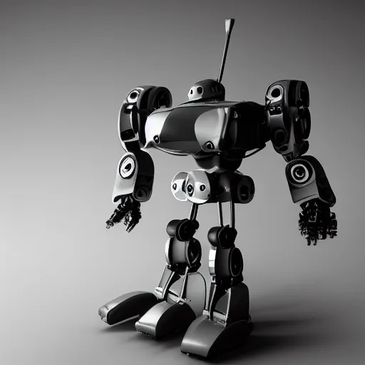 Prompt: mech robot model, studio lighting, product photo