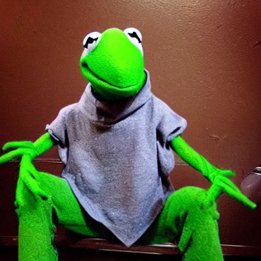 Prompt: “ kermit the frog joining a street gang ”