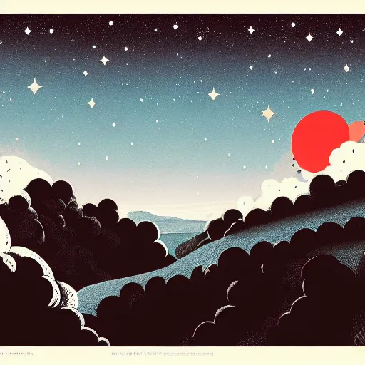 Image similar to ilya kuvshinov, mcbess, rutkowski, illustration of an amazing meteor shower