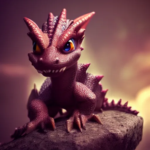 Prompt: cute baby dragon , fantasy, D&D, HDR, natural lighting , award winning photograph, 8k, octane render,