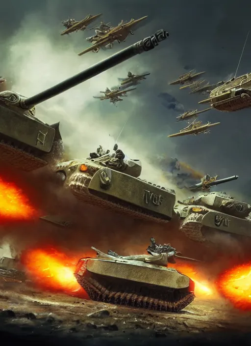 Image similar to highly detailed world war 3 illustration featuring hamsters at war, stephen bliss, unreal engine, fantasy art by greg rutkowski, global illumination, radiant light, detailed and intricate environment, hamsters driving tanks, hamsters holding rifles, hamsters dressed in battle gear