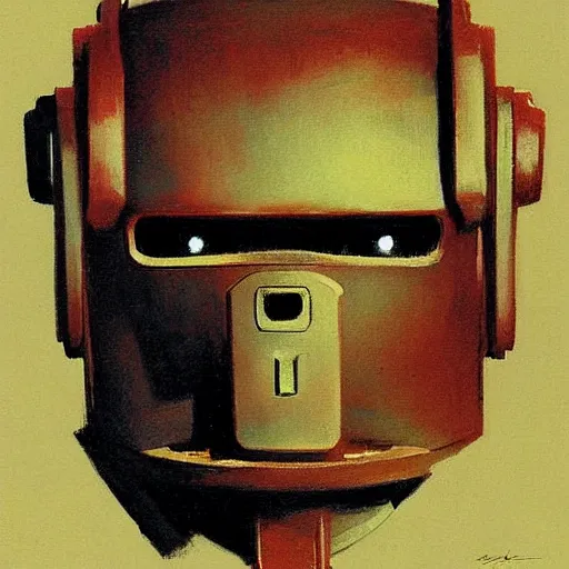 Image similar to portrait of a robot by frank frazetta in the style of frank frazetta