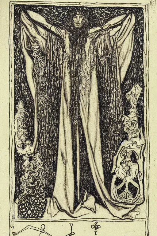 Image similar to realistic medieval etching of ceremonial magick, high detail, elaborate composition, quality draughtmanship, detailed faces. by austin osman spare, occult art, alchemical diagram