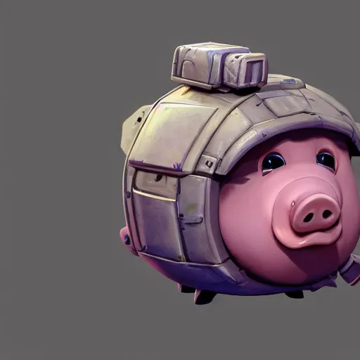 Image similar to Isometric 3D Fantasy Cute and adorable pig spacecraft, Smooth 3D Illustration, soft render, Servando Lupini, Daniil Kudriavtsev, handpaint texture, Blender, 3DCoat H 648
