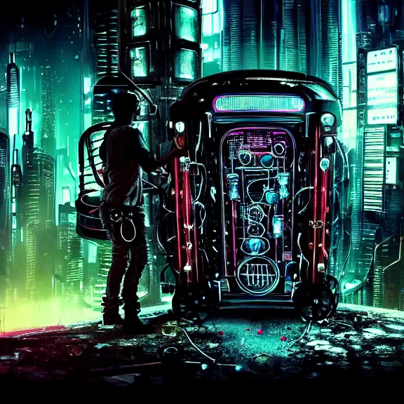 Image similar to Beautiful Photo of the Time Machine. Gear mechanism. Cyberpunk. splatterpunk. 4K. Grim future