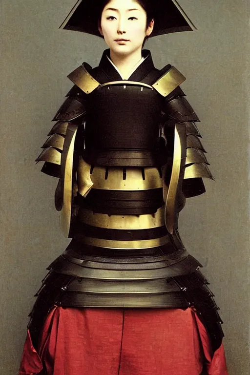 Prompt: a set of high - tech japanese samurai armor, by bouguereau