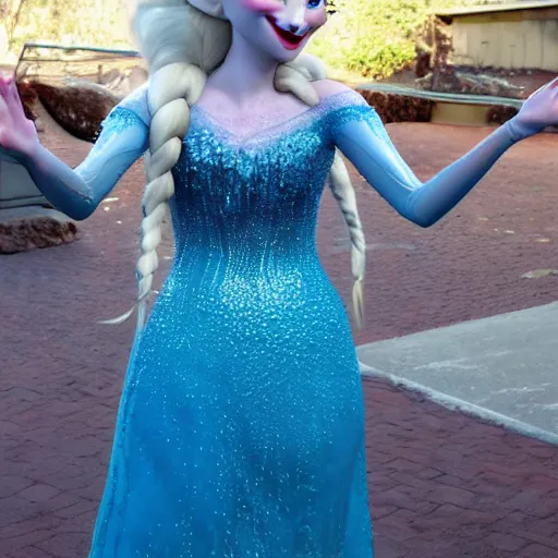 Prompt: elsa from frozen melting during a heat wave