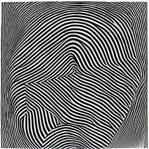 Prompt: river shapes ( water shapes ) curves ( black white red ) ( big circle ) bridget riley museum of modern art new york