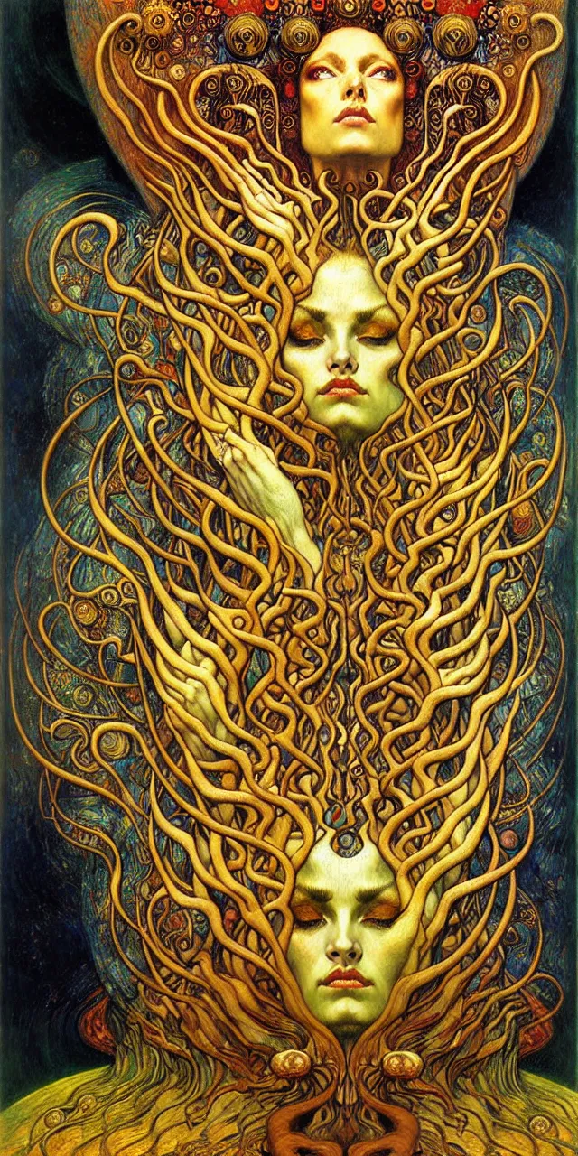 Image similar to Divine Chaos Engine by Karol Bak, Jean Delville, William Blake, Gustav Klimt, and Vincent Van Gogh, symbolist, visionary