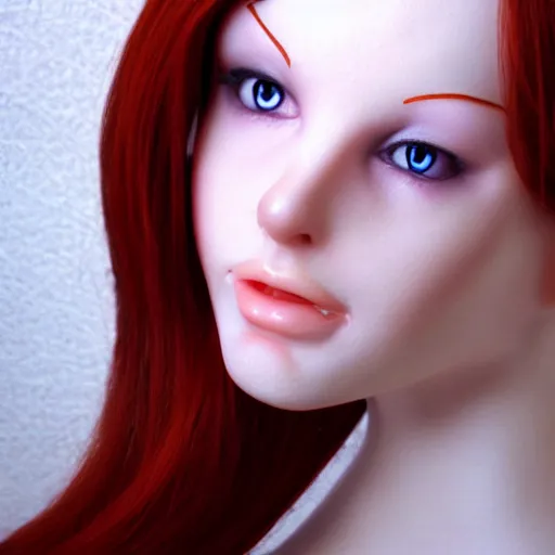 Prompt: gorgeous redhead flirty fembot posing, photorealistic, highly detailed,