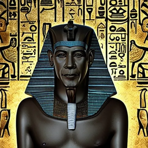 Prompt: barrack obama as an ancient egyptian pharaoh