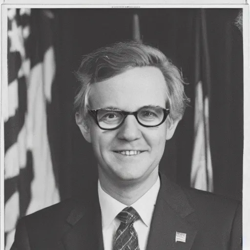 Image similar to Daniel Larson as President of the United States, 100mm lens