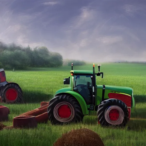 Prompt: agricultural machinery as a world leader, matte painting, trending on artstation