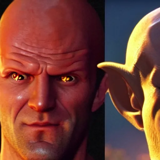 Image similar to Jason Statham as King Piccolo in live action Dragon Ball movie