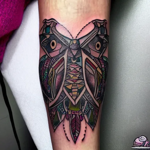 Prompt: neotribal moth, highly detailed, complicated, tattoo