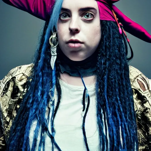 Image similar to billie eilish as an pirate captain