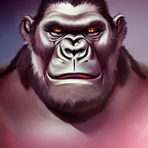 Image similar to portrait of winston gorilla, anime fantasy illustration by tomoyuki yamasaki, kyoto studio, madhouse, ufotable, trending on artstation