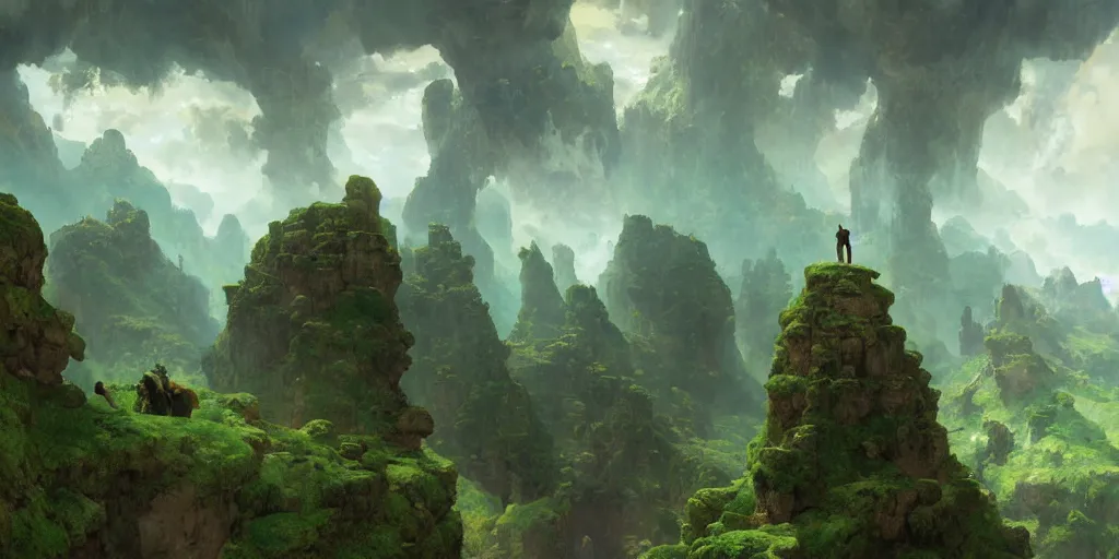 Image similar to huge cave ceiling towns, villages castles buildings bytopia planescape clouds made of green earth inverted upsidedown mountain surreal dreamlike inception artstation illustration sharp focus sunlit vista painted by ruan jia raymond swanland lawrence alma tadema zdzislaw beksinski norman rockwell tom lovell alex malveda greg staples