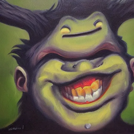 Prompt: an oil painting depicting trollface