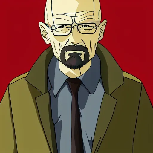 Prompt: walter white as a anime character