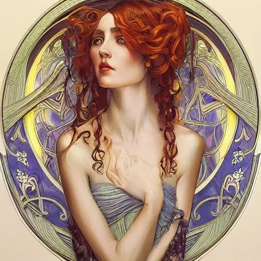 Image similar to an art nouveau painting in the style of donato giancola, and in the style of charlie bowater, and in the style of claudio errico. symmetry, smooth, sharp focus, semi - realism, intricate detail.