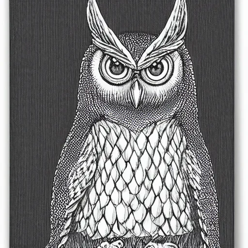 Prompt: A wise owl by Kentaro Miura, highly detailed, black and white