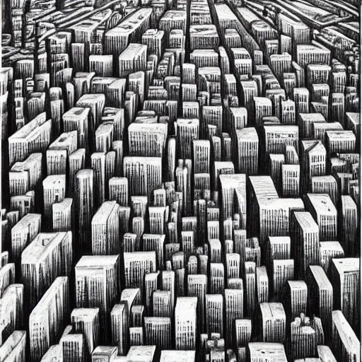 Prompt: Brooklyn skyline painting by MC Escher, realistic, abstract, ambient lighting, atmospherical, stunning visuals, creative, cinematic, ultra detailed, trending on art station