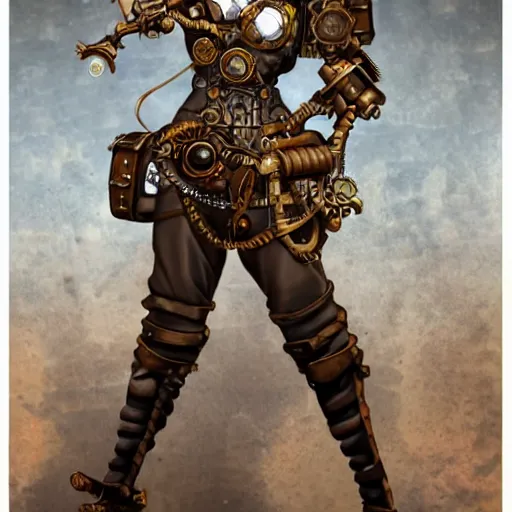 Image similar to female steampunk artificer, hyper detailed