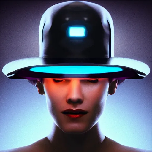 Image similar to a hat from the future, cyberpunk, highly detailed, epic lighting, hyper photorealism, 8 k