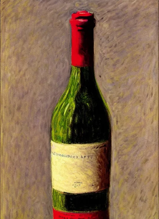 Prompt: bottle of wine, made by Hugo Heyrman, Digital matte art, by Oscar-Claude Monet