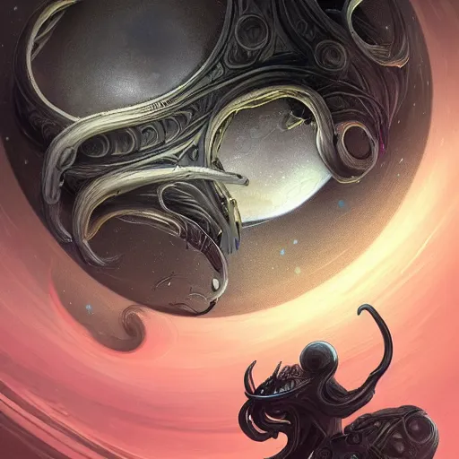 Prompt: !dream retro style space monster traveling through space long tentacles big black with white tentacles Planets in the background digital painting, artstation, concept art, soft light, hdri, smooth, sharp focus, illustration, fantasy, intricate, elegant, highly detailed, D&D, matte painting, in the style of Greg Rutkowski and Alphonse Mucha and artemisia, 8k, highly detailed, jurgens, rutkowski, bouguereau, pastoral, rustic, georgic