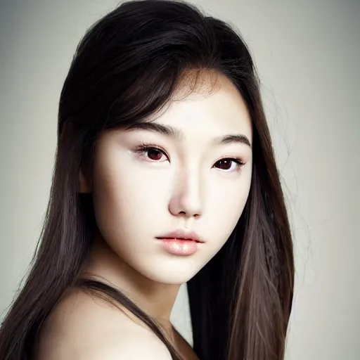 Image similar to a masterpiece portrait photo of a beautiful young woman who looks like a korean gal gadot, symmetrical face