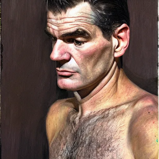 Image similar to high quality high detail painting by lucian freud, hd, henry rollins