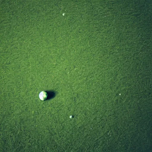 Image similar to a photography of a green football pitch on the moon