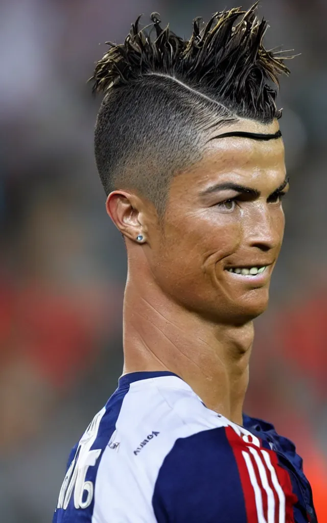 Image similar to cristiano ronaldo with a mohawk hair