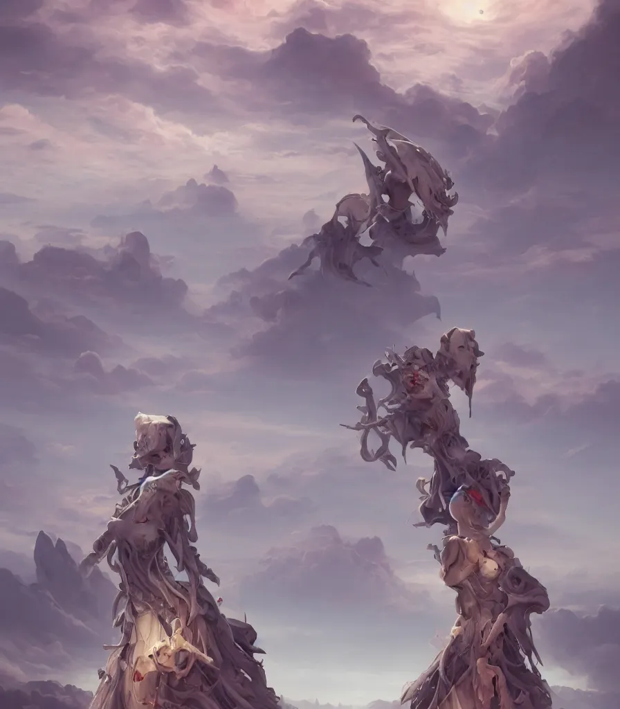 Prompt: a powerful necromancer in a merciless desert, flickering air, hot sun from above, clouds in the sky, the feeling of dread and existential terror, style of peter mohrbacher, perspective from the side, octane render, unreal engine, 8k high definition