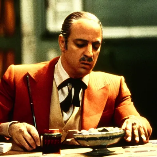 Image similar to a film still of Diavolo from Golden Wind in ''The godfather'(1972)