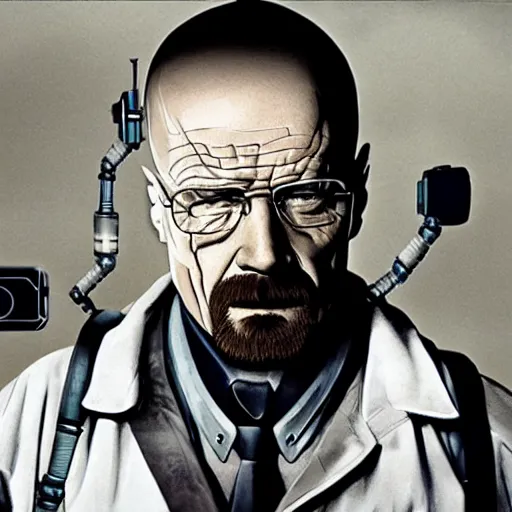 Prompt: walter white is a cyborg robot