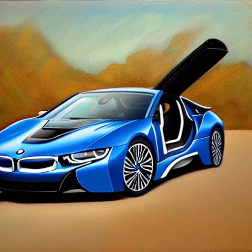 Prompt: bmw i 8 oil painting