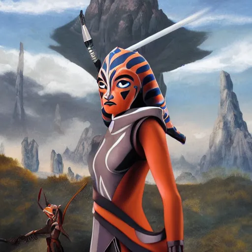 Image similar to Ahsoka Tano, elden ring boss, matte painting, detailed, elden ring, oil on canvas