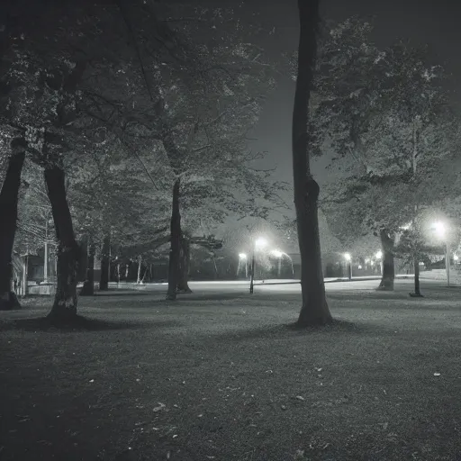 Prompt: eerie park at night, creepy, unsettling