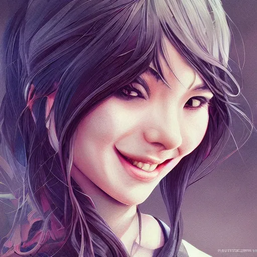 Image similar to Libromancer Fireburst, heroine, beautiful, playful smile, detailed portrait, intricate complexity, in the style of Artgerm, Kazuki Tanahashi, and WLOP, quixel megascan