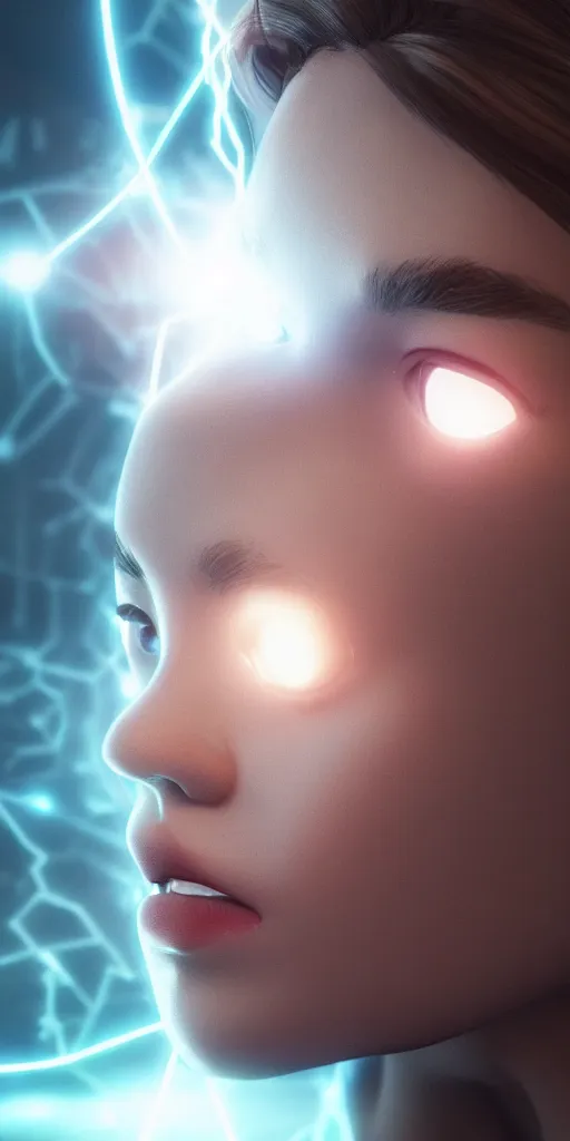 Prompt: artificial intelligence becomes alive, digital art, highly detailed, trending on artstation, lens flare, atmosphere, hyper realistic, cinematic lightning, sharp focus, extreme details perfect face, pretty face, fine - face, 8 k, ultra texture, masterpiece