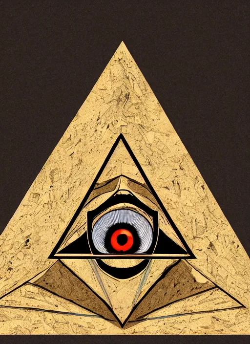 Image similar to illuminati pyramid with an eye floating on top of it, hyper detailed 8k realistic painting by Hilma At Klint, trending on artstation