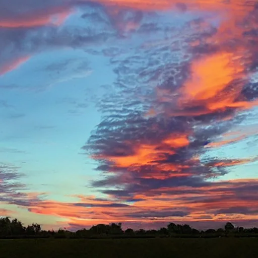 Image similar to sunset clouds that look like a screaming chucky doll