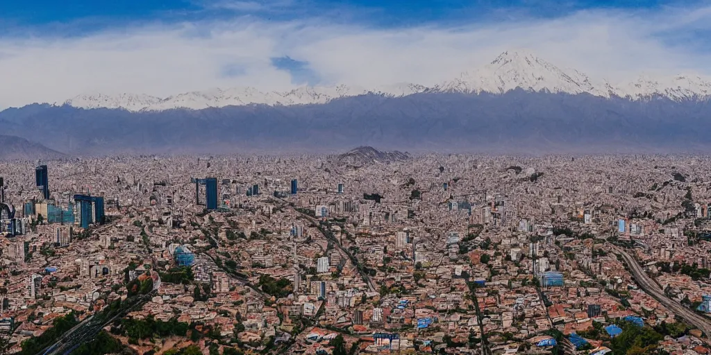 Prompt: santiago de chile, overhead drone shot