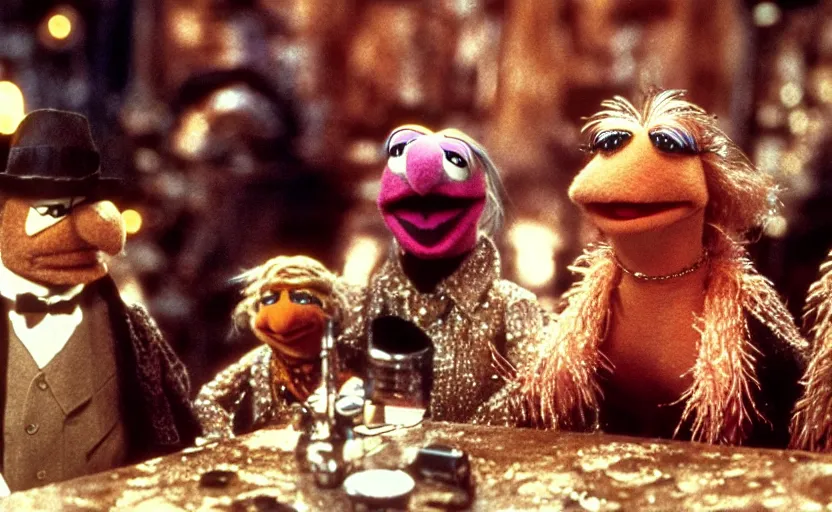 Image similar to a still of muppets in blade runner ( 1 9 8 2 ). highly detailed felt. hyper real photo. 4 k.