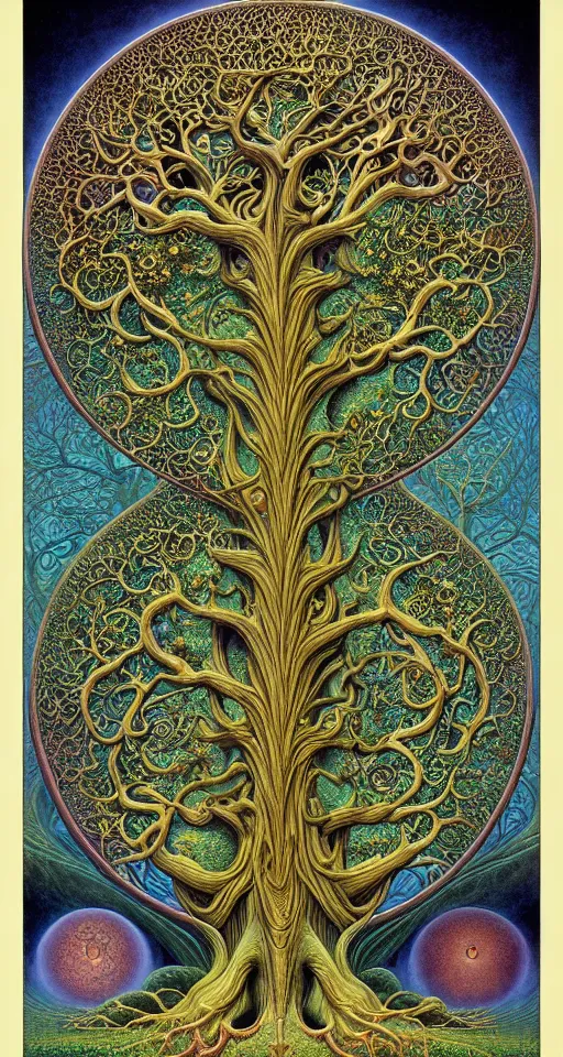 Image similar to tree of life by roger dean and andrew ferez, art forms of nature by ernst haeckel, divine chaos engine, symbolist, visionary, art nouveau, botanical fractal structures, organic, detailed, realistic, surreality